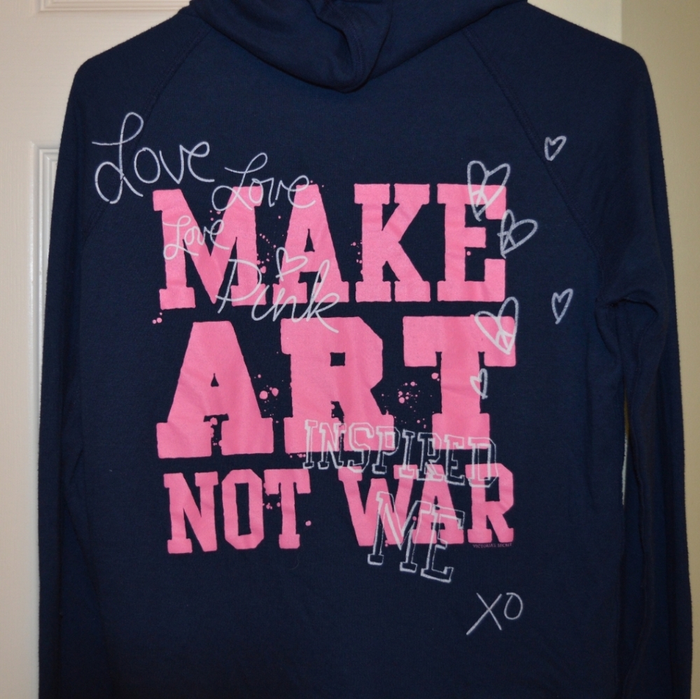 Victoria's Secret Pink Make Art Not War jacket Lg